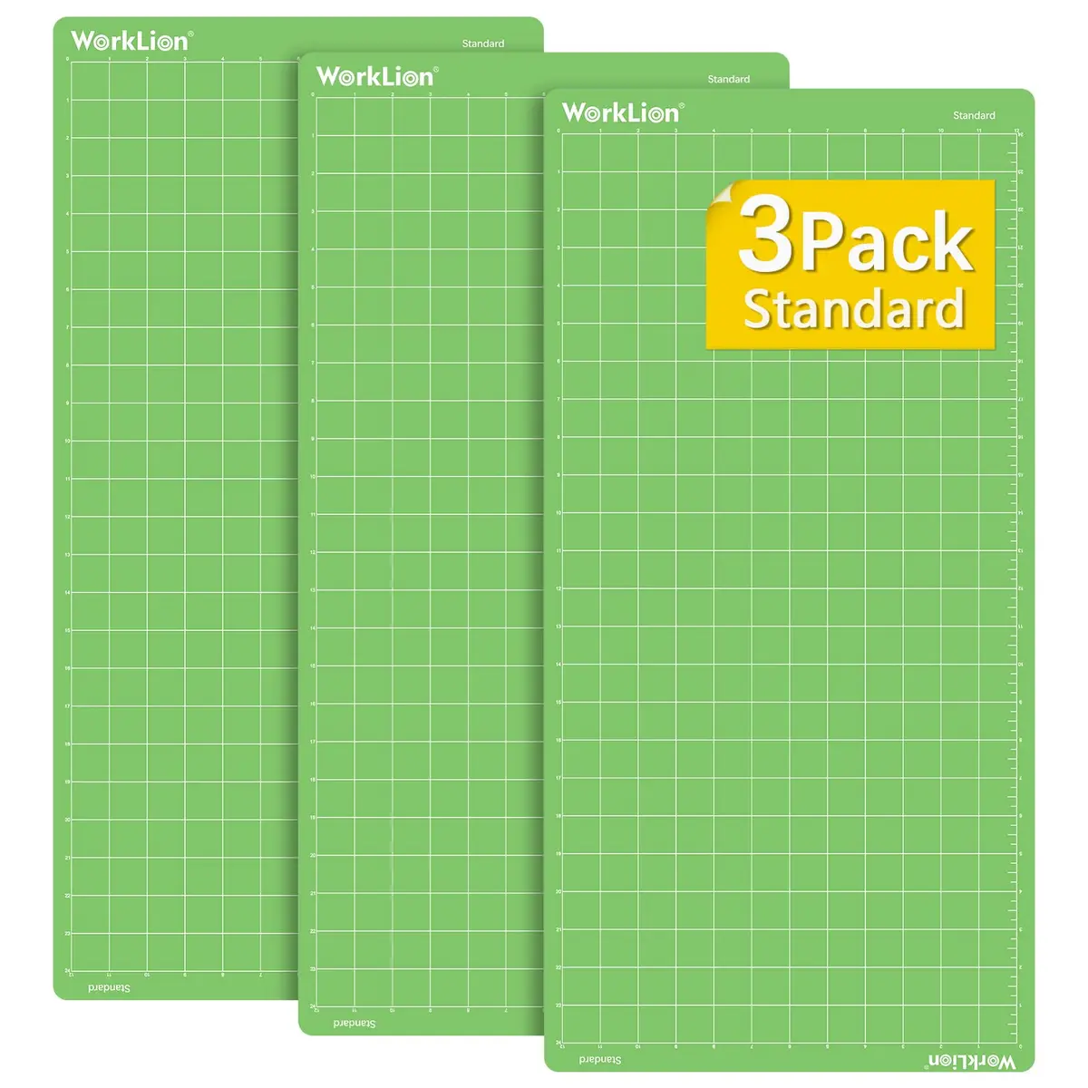 WORKLION Standard Cutting Mat 12x24 Inch (30.5x61cm) 3-Pack | Self-Healing PVC Grid Mat for Sewing & Crafts - main product image