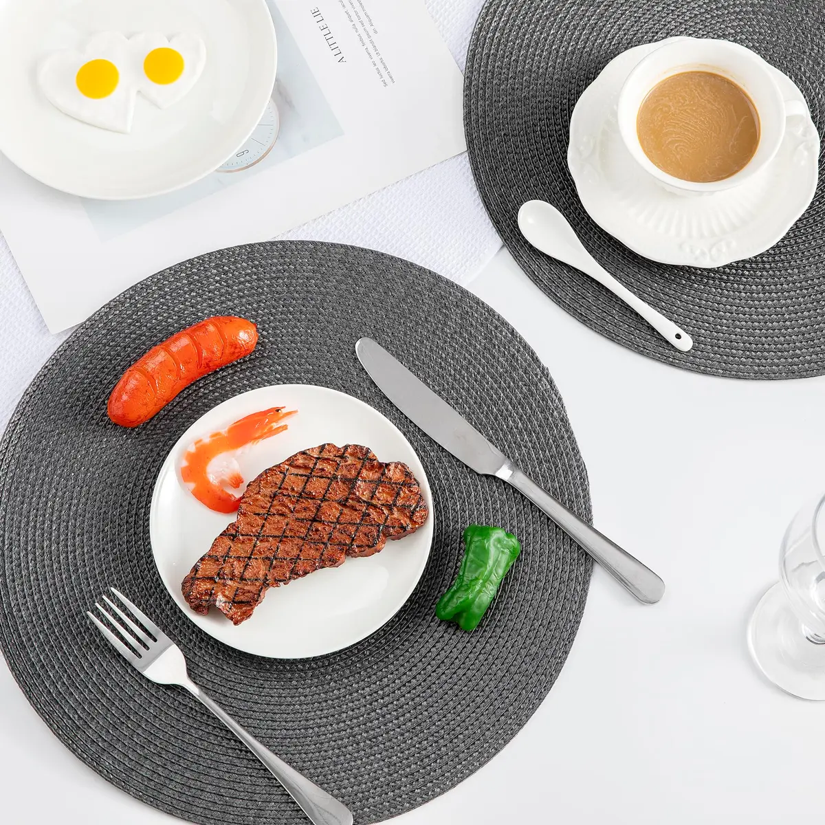 Jennice House Gray Placemat | Heat Resistant, 13.5 inch, Set of 6 for Kitchen & Dining - view 7