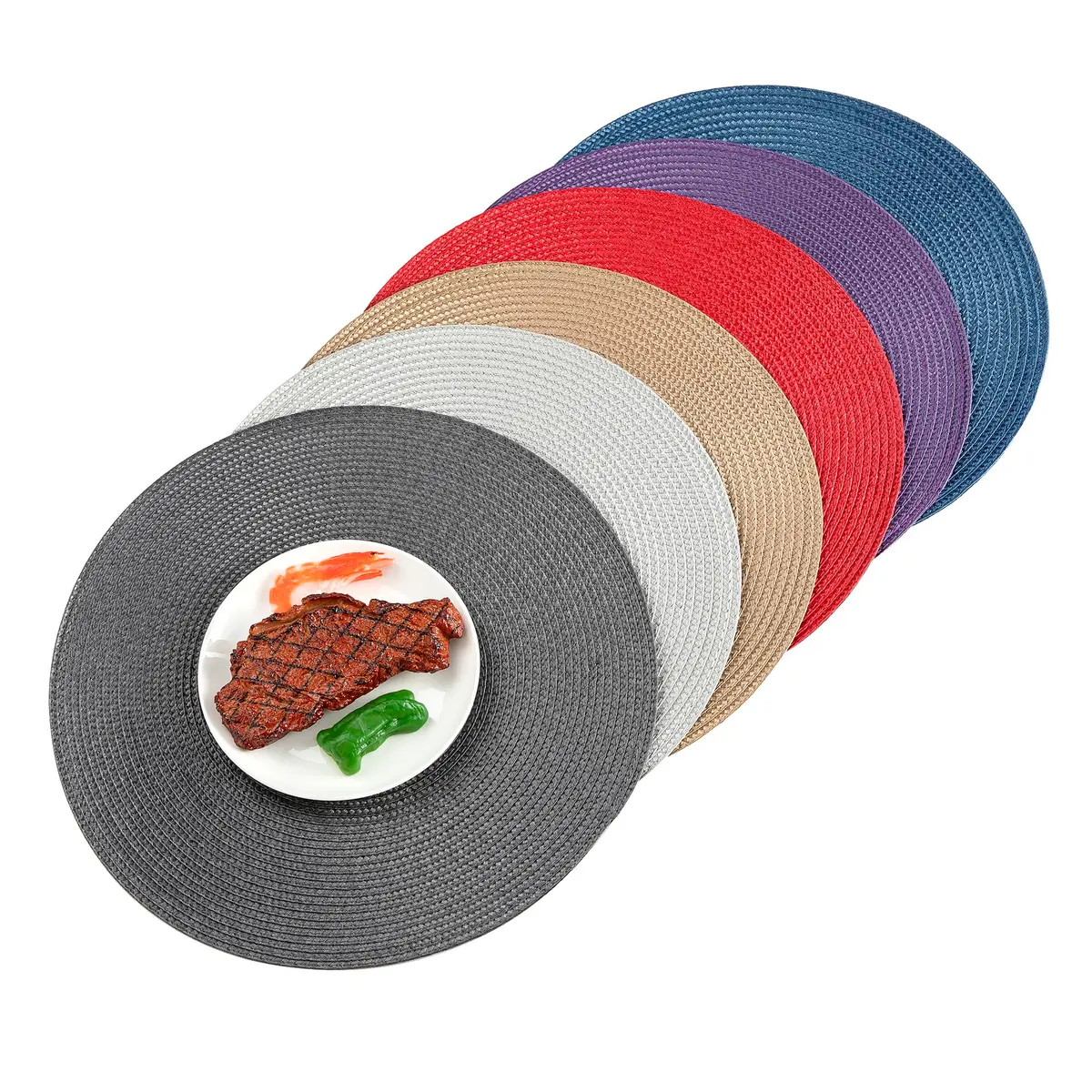 Jennice House Gray Placemat | Heat Resistant, 13.5 inch, Set of 6 for Kitchen & Dining - view 2