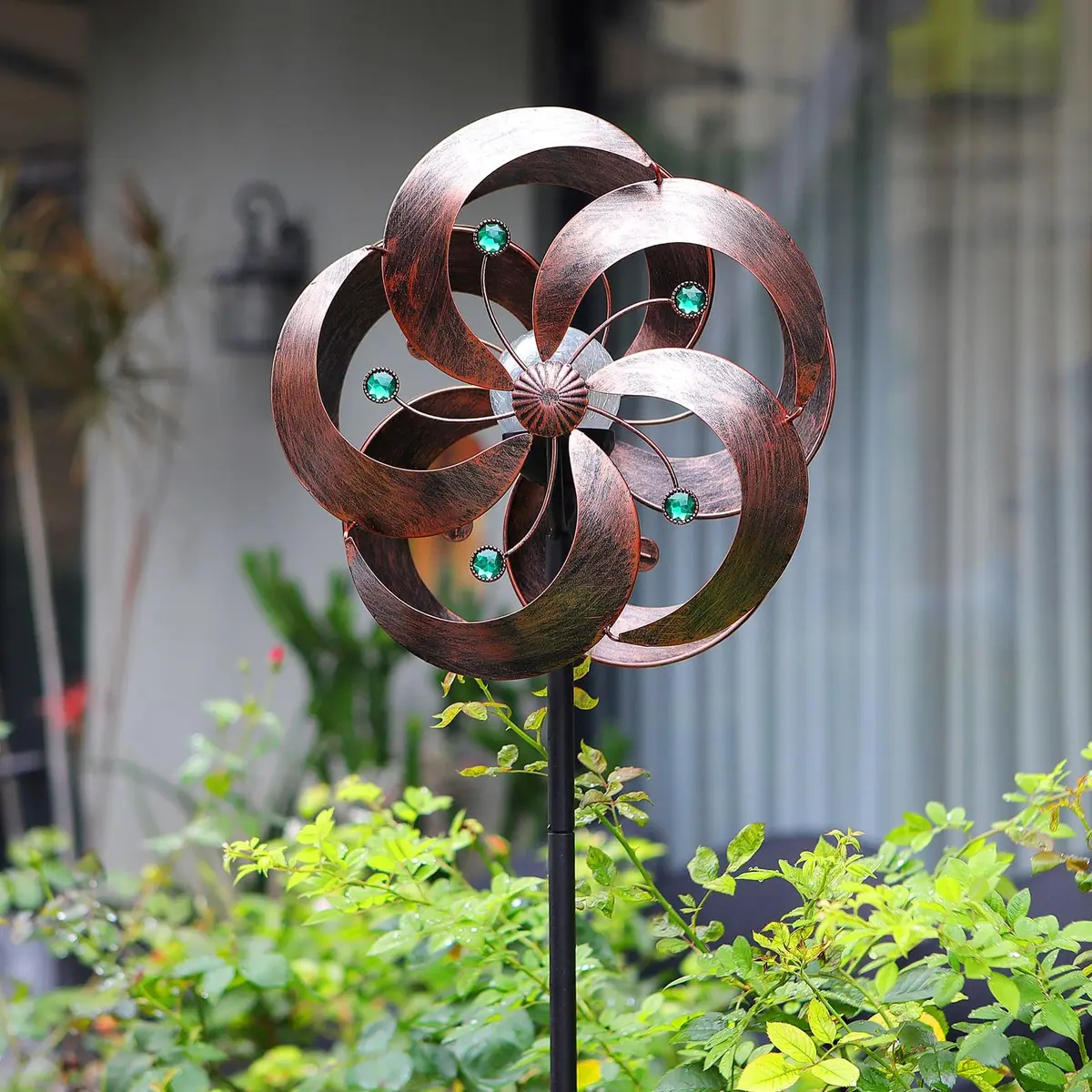 HDNICEZM Solar Wind Spinner 75in | Multi-Color LED & Kinetic Metal Sculpture for Yard & Garden - main product image