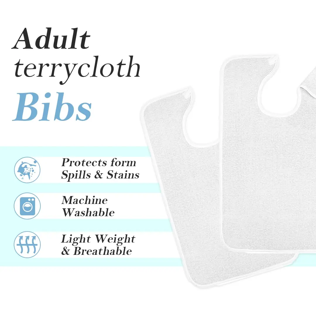 Avalon Towels Adult Terry Cloth Bibs with Hook & Loop Closure, 18" x 30" (Pack of 4) | Full Coverage Clothing Protectors - view 5