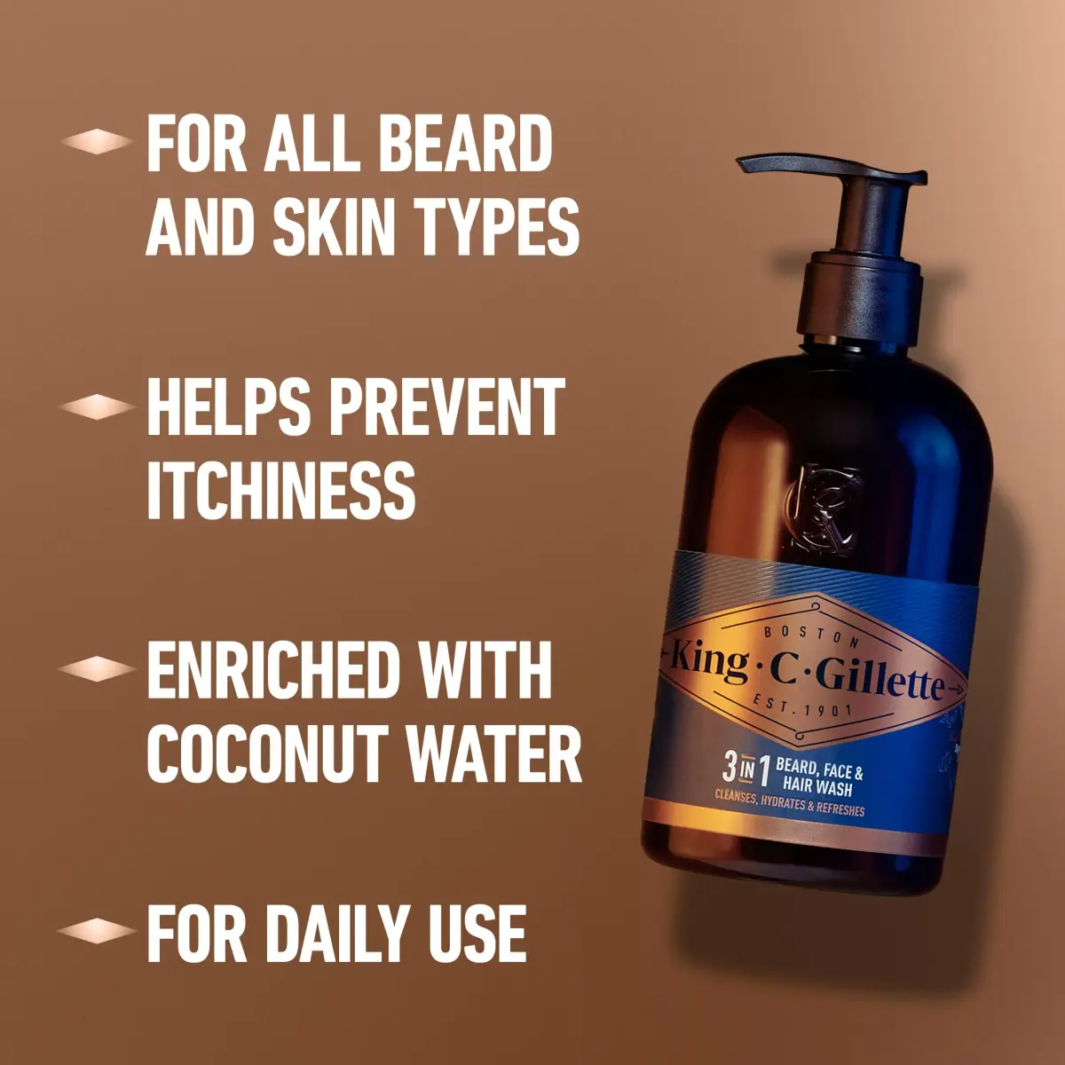 King C. Gillette Beard Wash for Men 350ml (11.8 Fl Oz) | Cleanses Hair and Skin with Argan & Avocado Oil - view 6