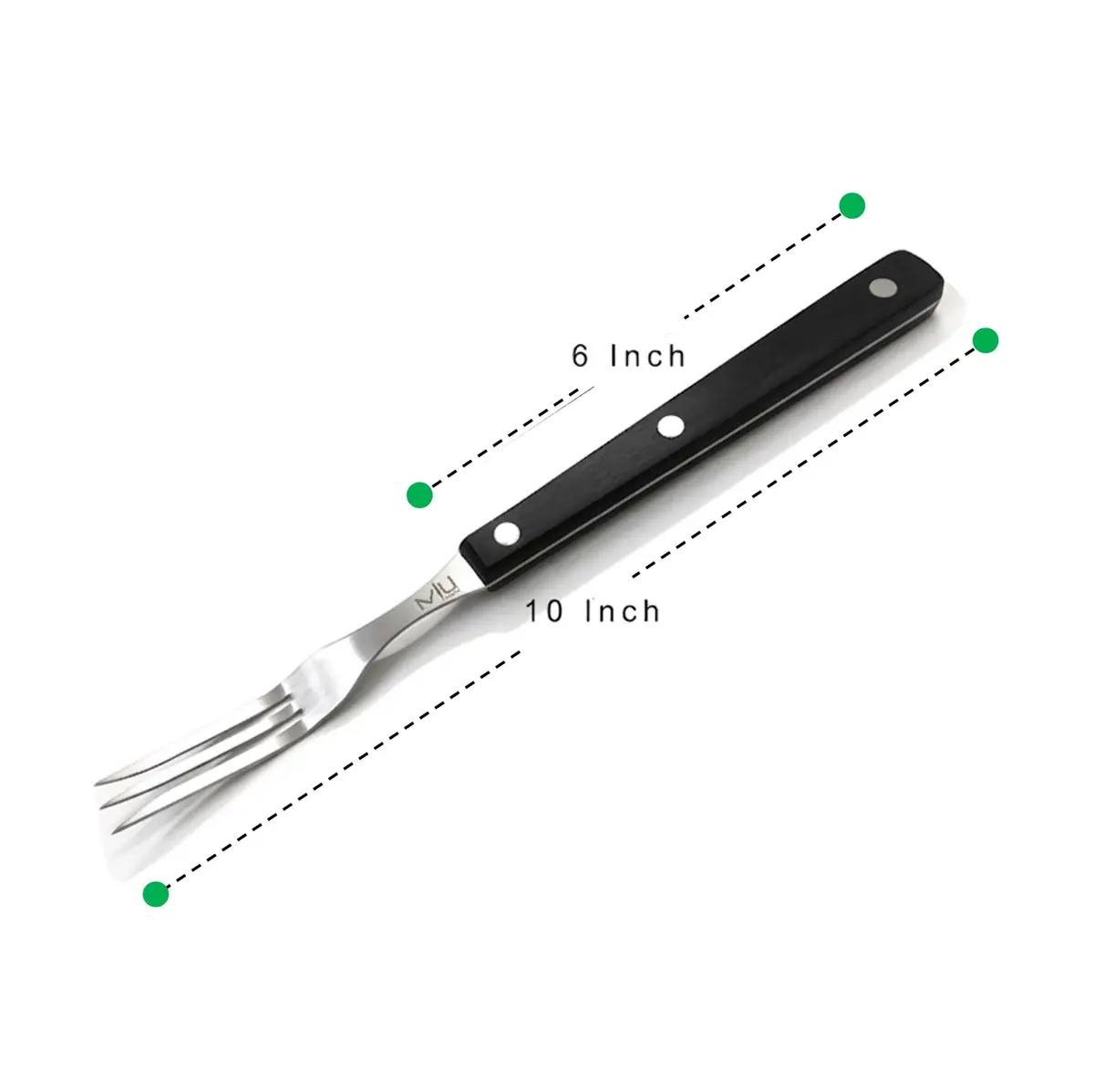 WALLFARM Stainless Steel 3 Prong Granny Fork, 10 Inch | Compact Kitchen Carving & Serving Tool - view 2