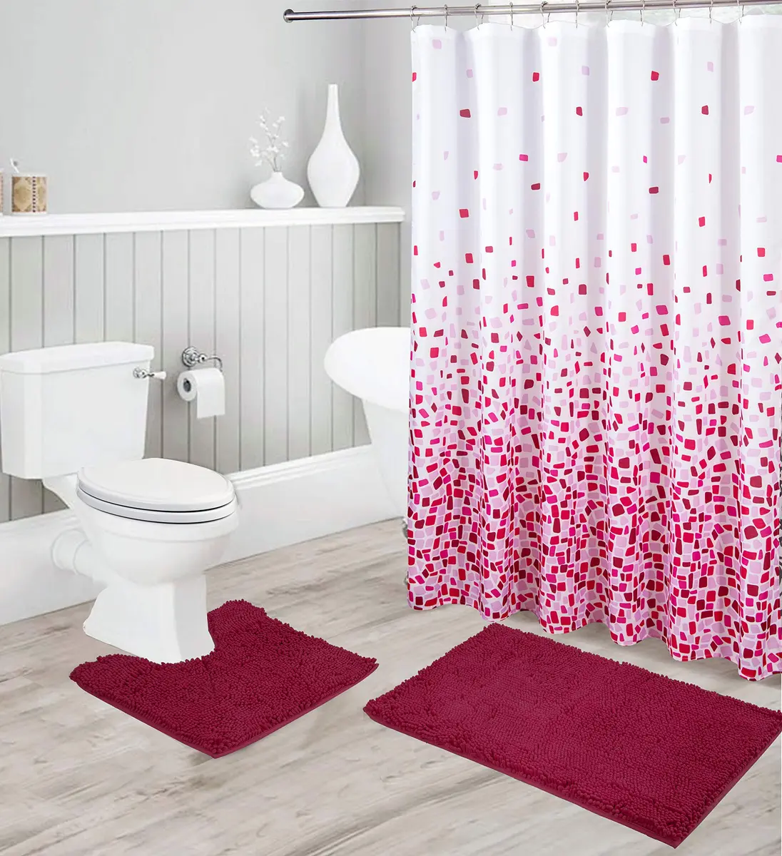 Linen Plus Chenille Soft Rug Anti-Slip Bath Set | Microfiber Bathroom Accessory (19" x 31") - main product image