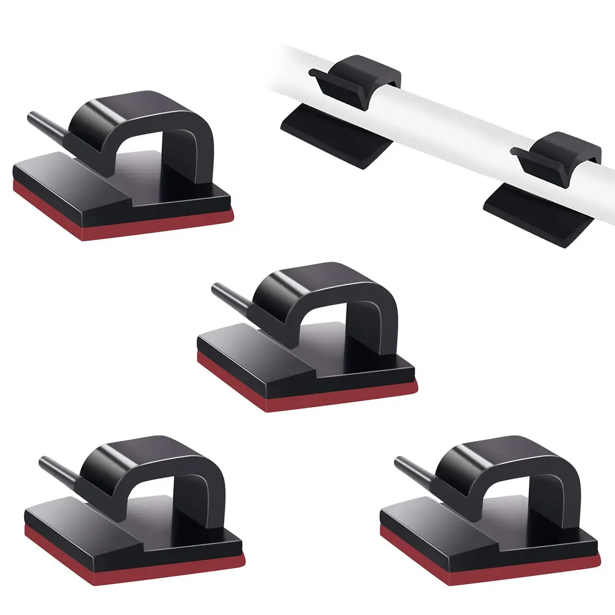 SOULWIT Black 50 Pcs Self Adhesive Cable Management Clips | Organize TV PC Laptop Ethernet Cables - main product image