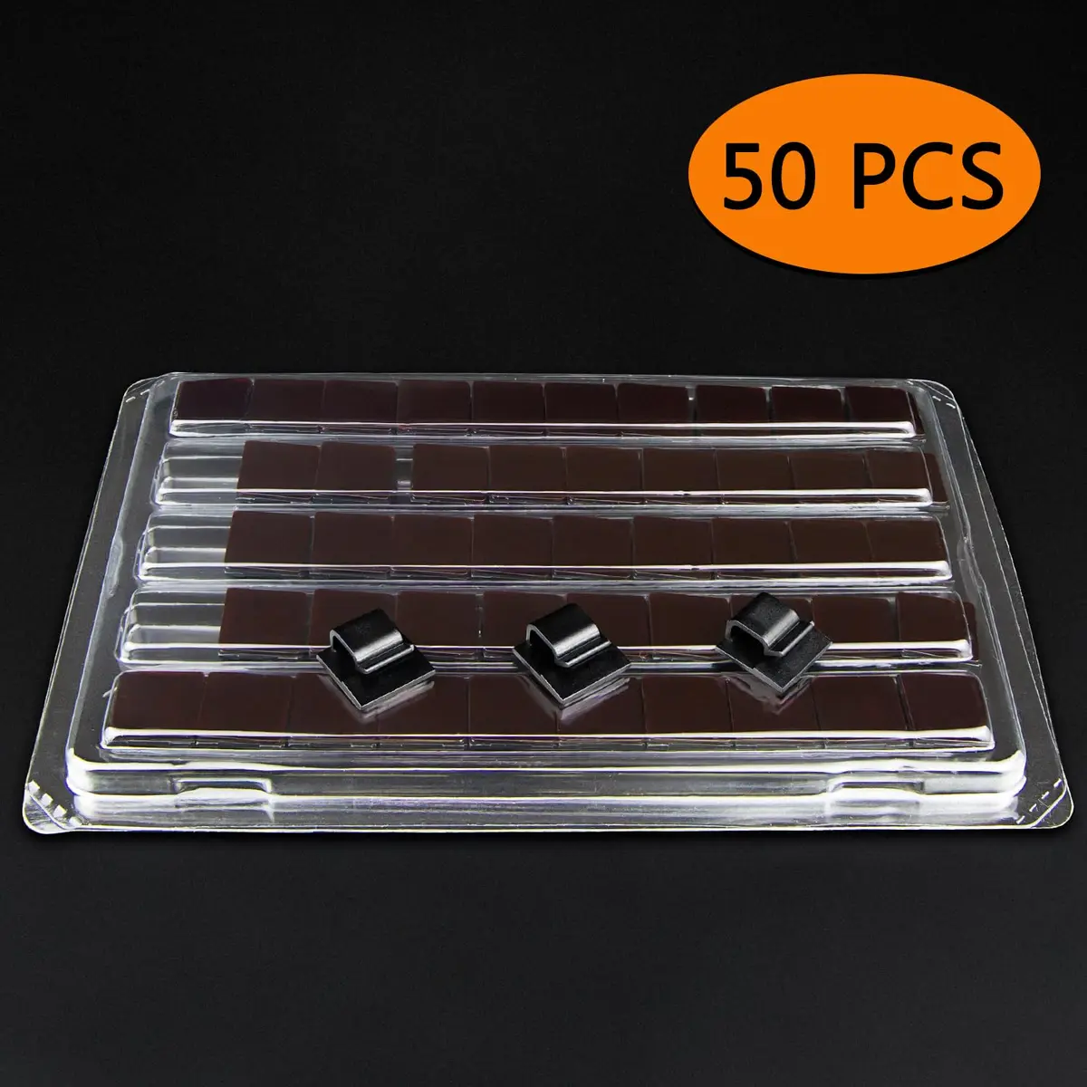 SOULWIT Black 50 Pcs Self Adhesive Cable Management Clips | Organize TV PC Laptop Ethernet Cables - view 2