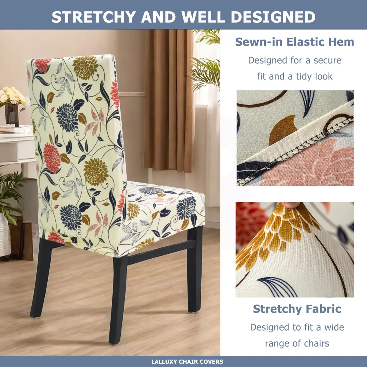 Lalluxy Stretchy Washable Parson Dining Chair Covers Set of 4 | Wrinkle-Resistant, Easy Care, Perfect Fit - view 4