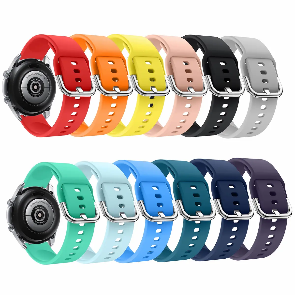 Five Star Online 22mm Smart Watch Bands Compatible with Samsung Galaxy Watch 3 45mm & Gear S3, Soft Silicone Sport Strap, Large Size (165-216mm Wrist) - main product image
