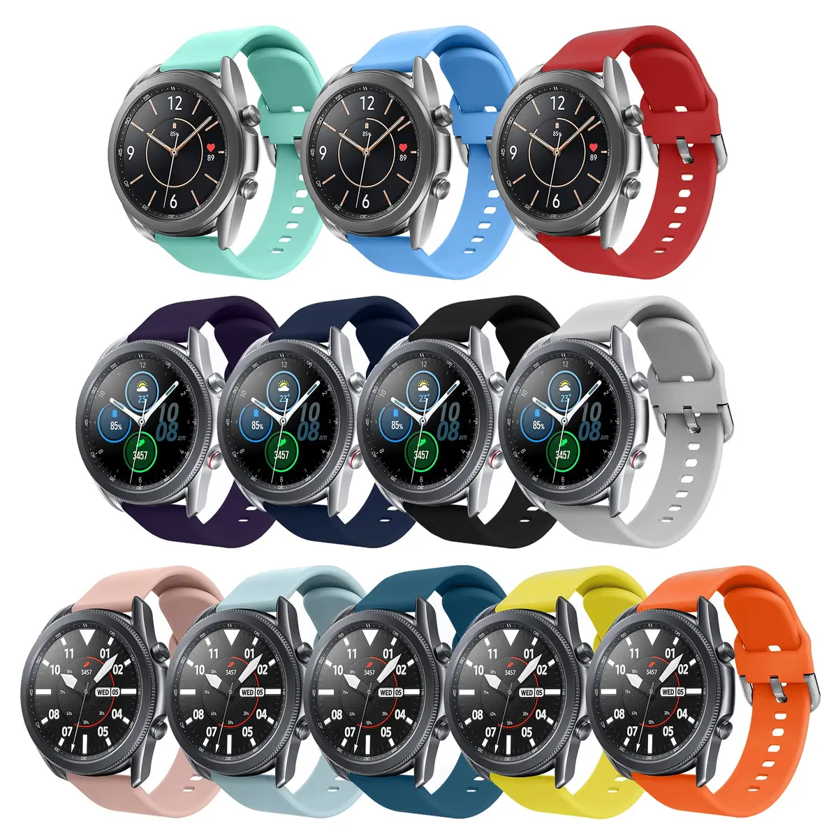 Five Star Online 22mm Smart Watch Bands Compatible with Samsung Galaxy Watch 3 45mm & Gear S3, Soft Silicone Sport Strap, Large Size (165-216mm Wrist) - view 6