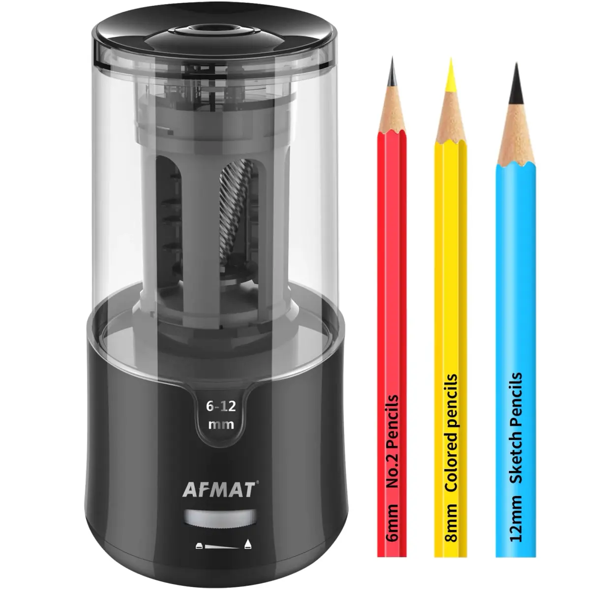 AFMAT Electric Pencil Sharpener - Auto Stop, Fast Sharpening, Plug-in for 6-12mm Pencils | Classroom, Office, Home Use - main product image