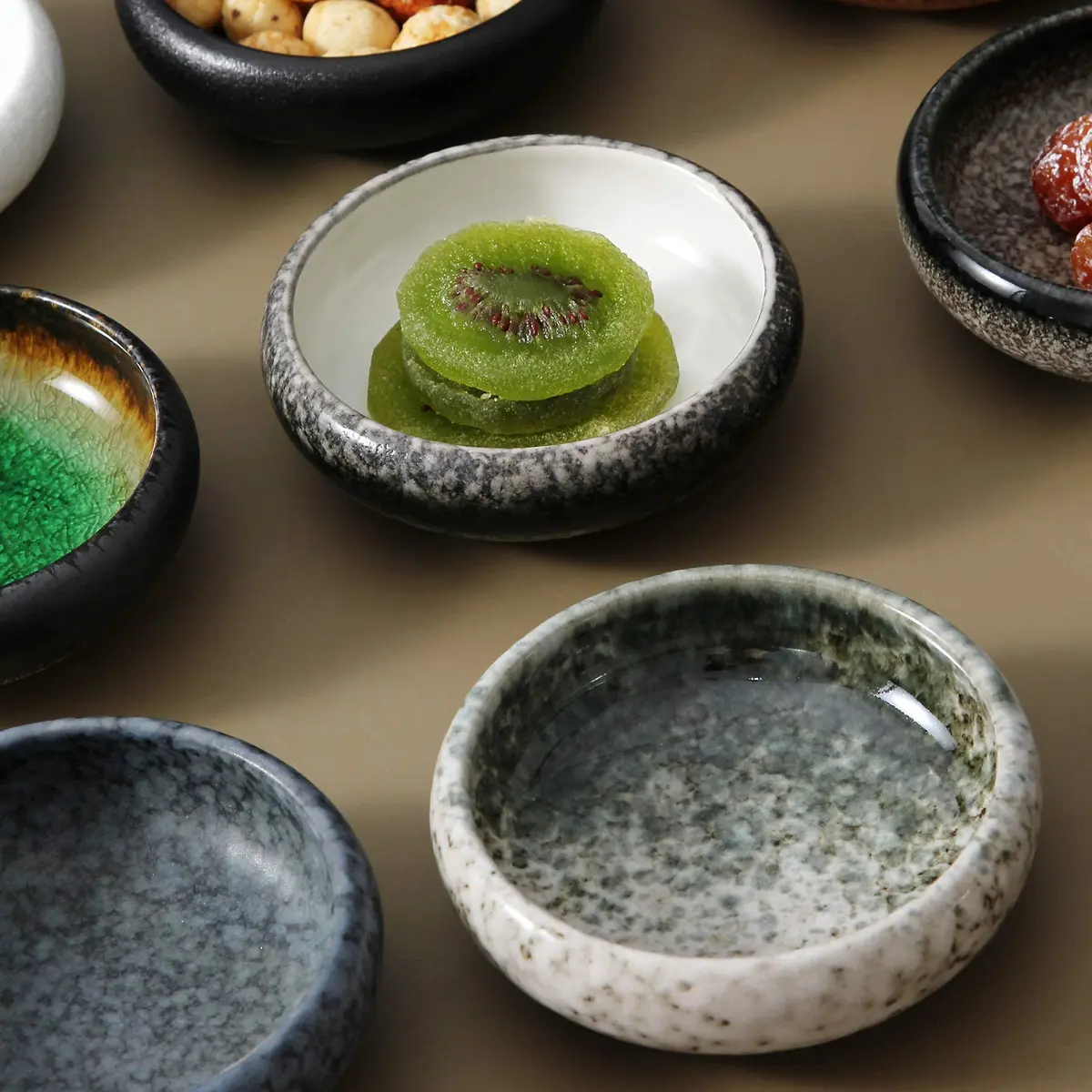 Uaral Emerald Green Ceramic Dipping Bowls Set of 6 | 118ml (4.5 oz) Japanese Style Pinch Bowls - view 4