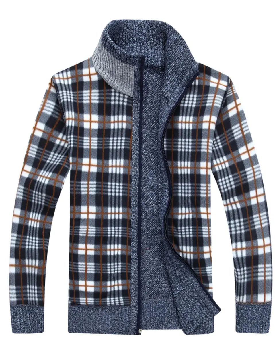 Vcansion Men's Casual Slim Fit Full Zip Thick Knit Cardigan Sweater with Pockets Orange-red | Classic Warmth & Style - view 4