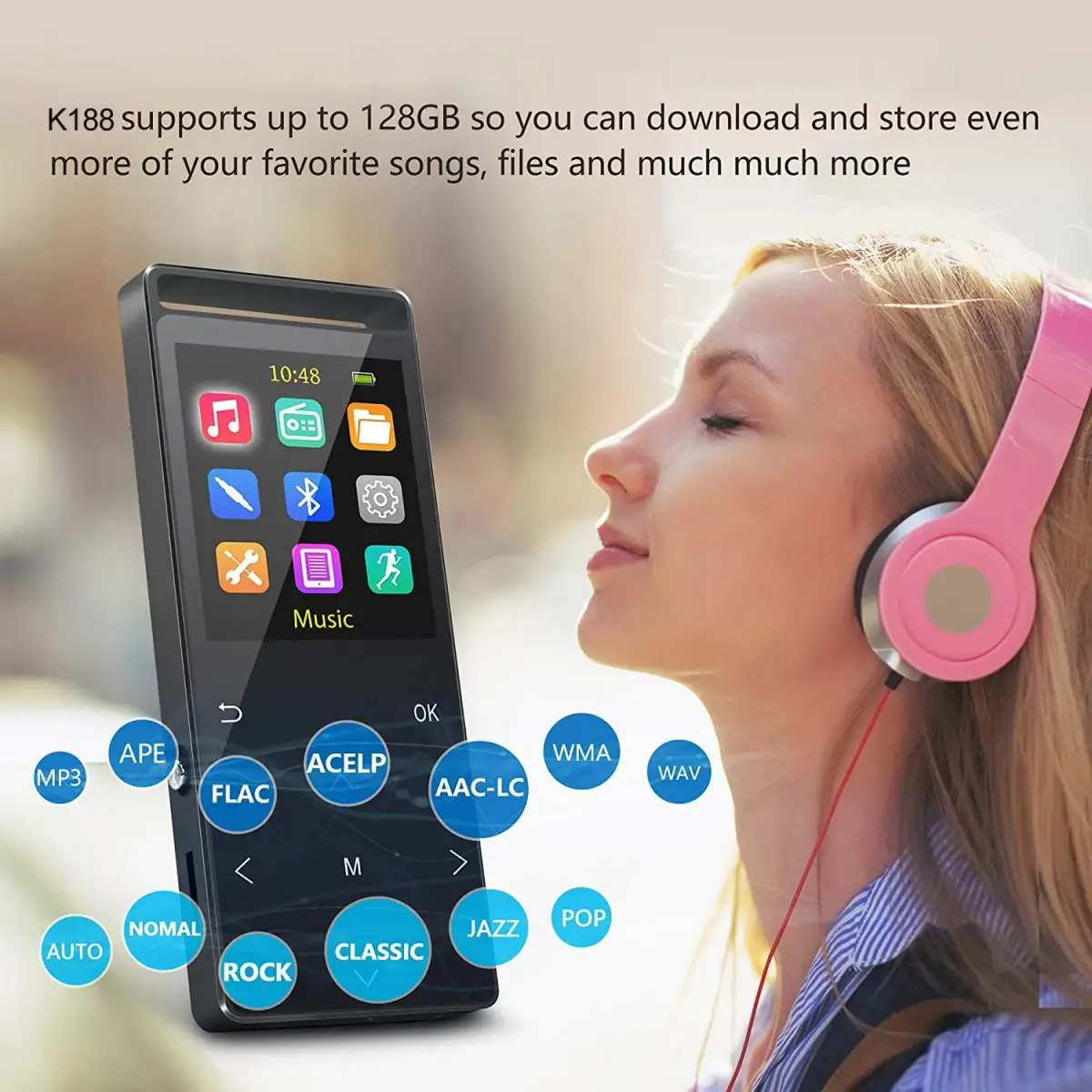 MUSRUN 64GB MP3 Player with Bluetooth & Armband | 64GB (64GB Micro SD Card Included) - view 4