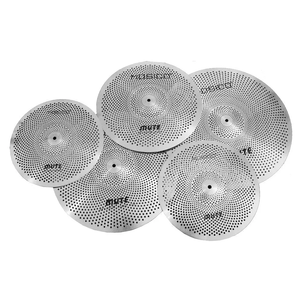 Arborea Silver Low Volume Cymbal Pack Mute Set 5 Pieces | Practice Quiet Cymbal Set for Drum Sets - main product image