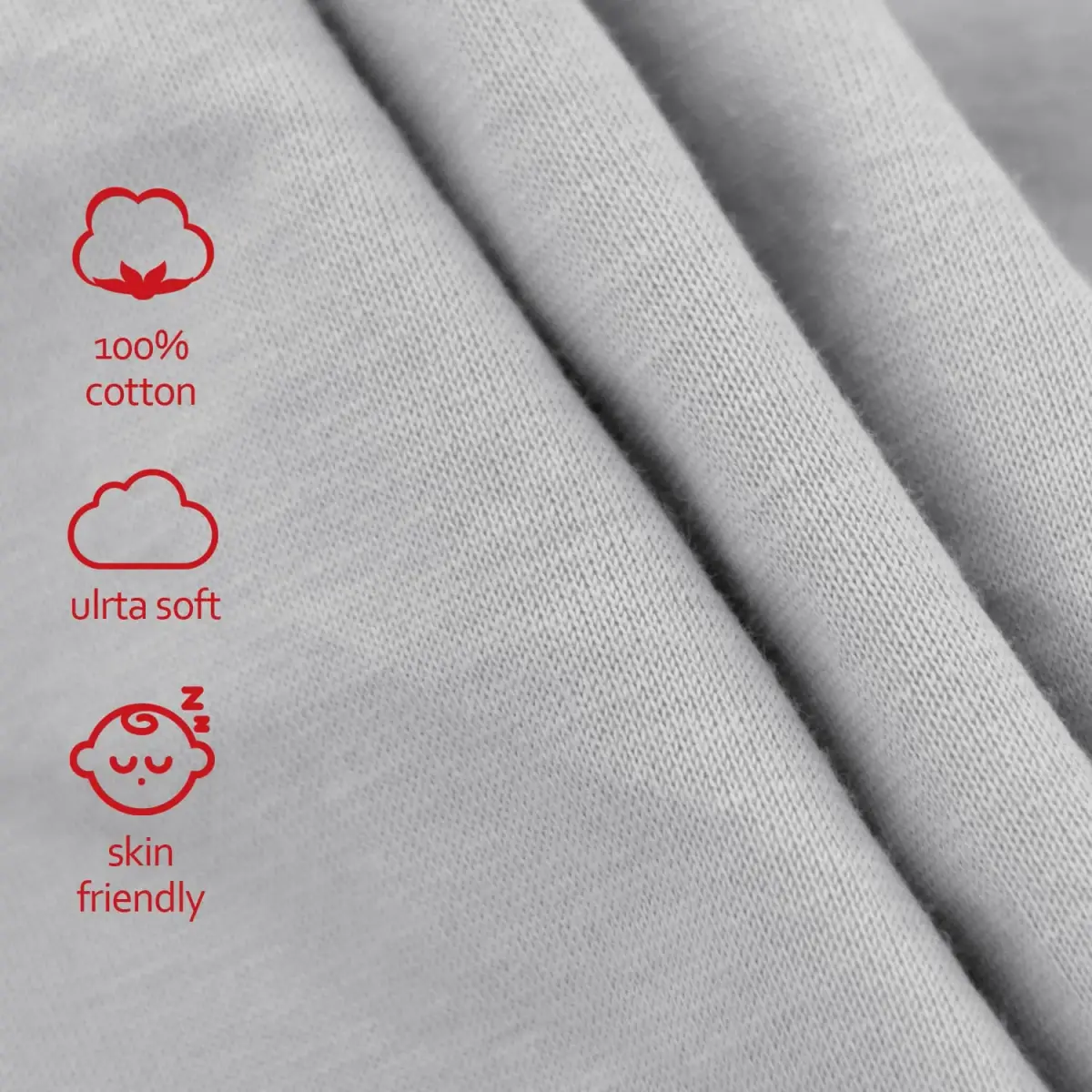 Moonsea Grey Cotton Changing Pad Cover (32" x 16") - Soft, Breathable, Hypoallergenic - view 2