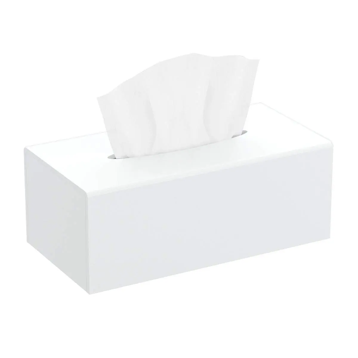 HIIMIEI Acrylic Tissue Box Cover White Rectangular 25cm x 13cm x 11.4cm | Modern Desk Decor - main product image