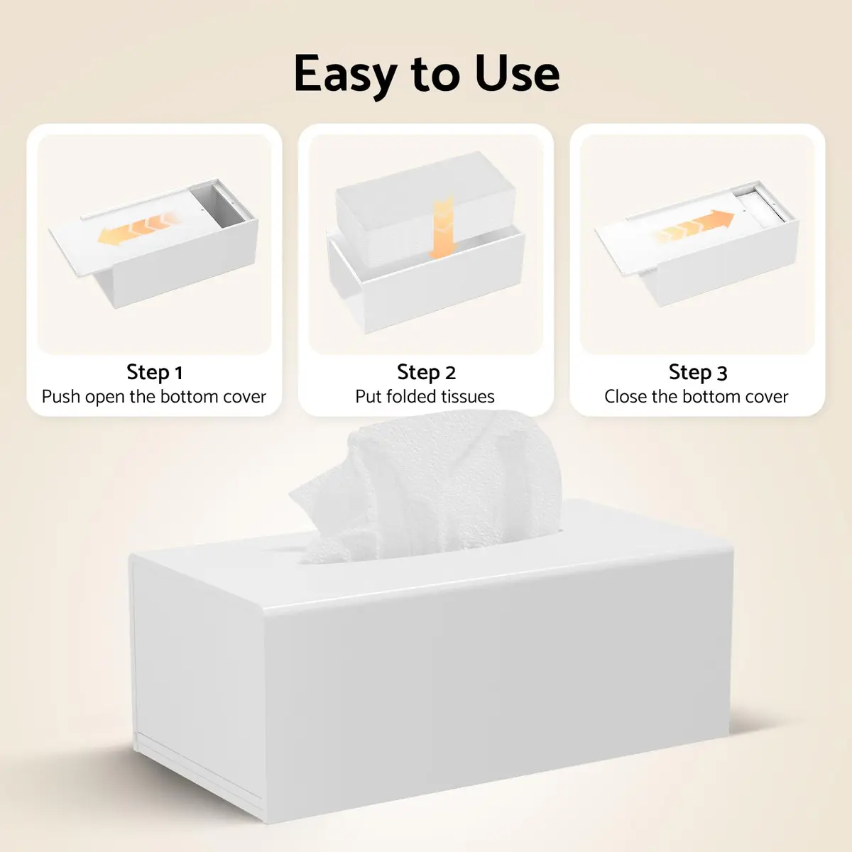 HIIMIEI Acrylic Tissue Box Cover White Rectangular 25cm x 13cm x 11.4cm | Modern Desk Decor - view 5