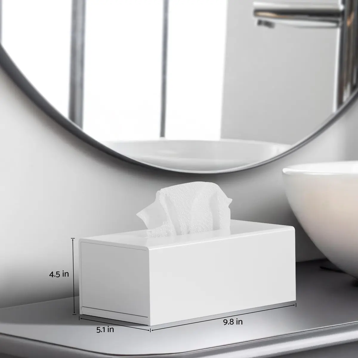 HIIMIEI Acrylic Tissue Box Cover White Rectangular 25cm x 13cm x 11.4cm | Modern Desk Decor - view 3