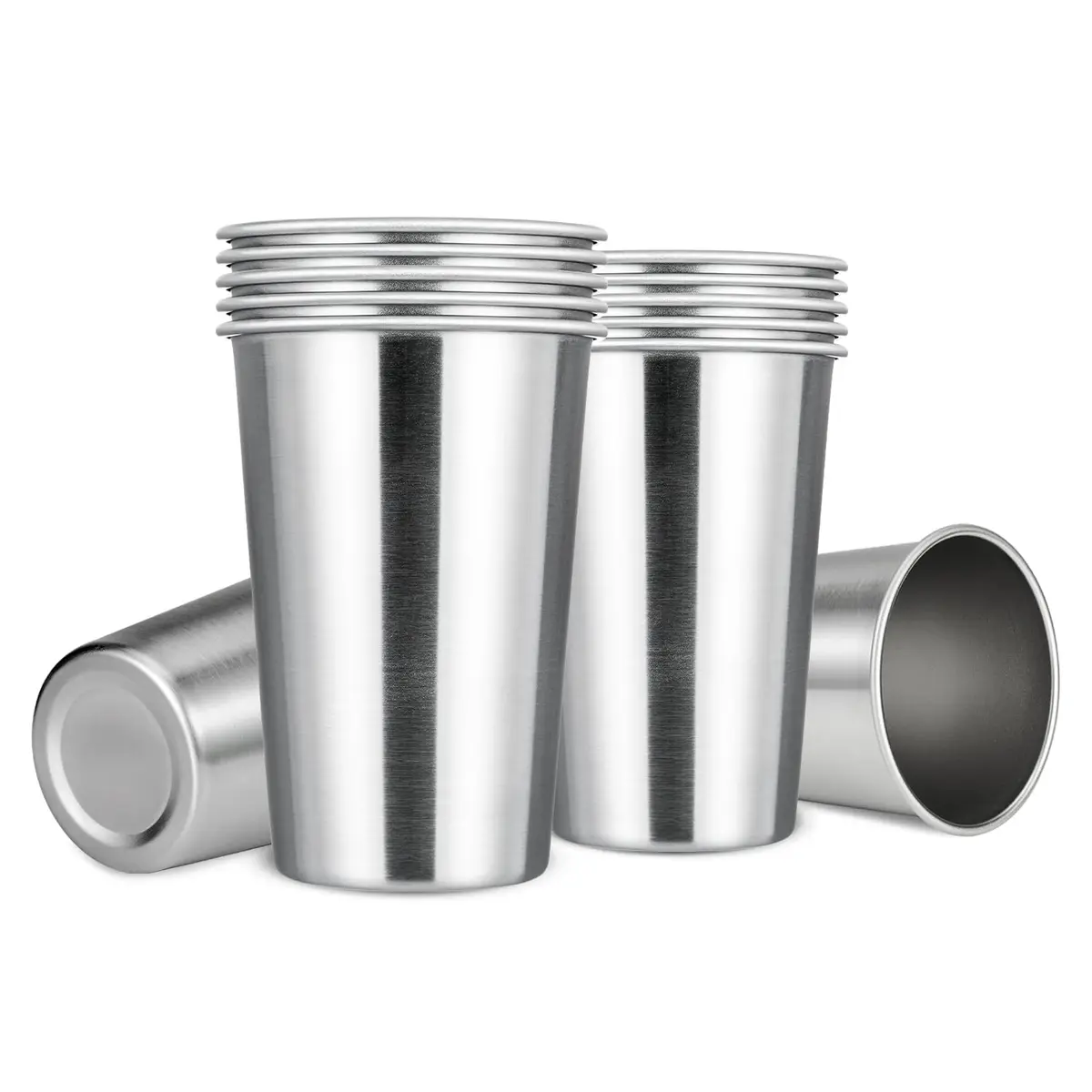 MEWAY Stainless Steel Cups 16oz | Stackable Durable Metal Cups for Travel & Camping - main product image