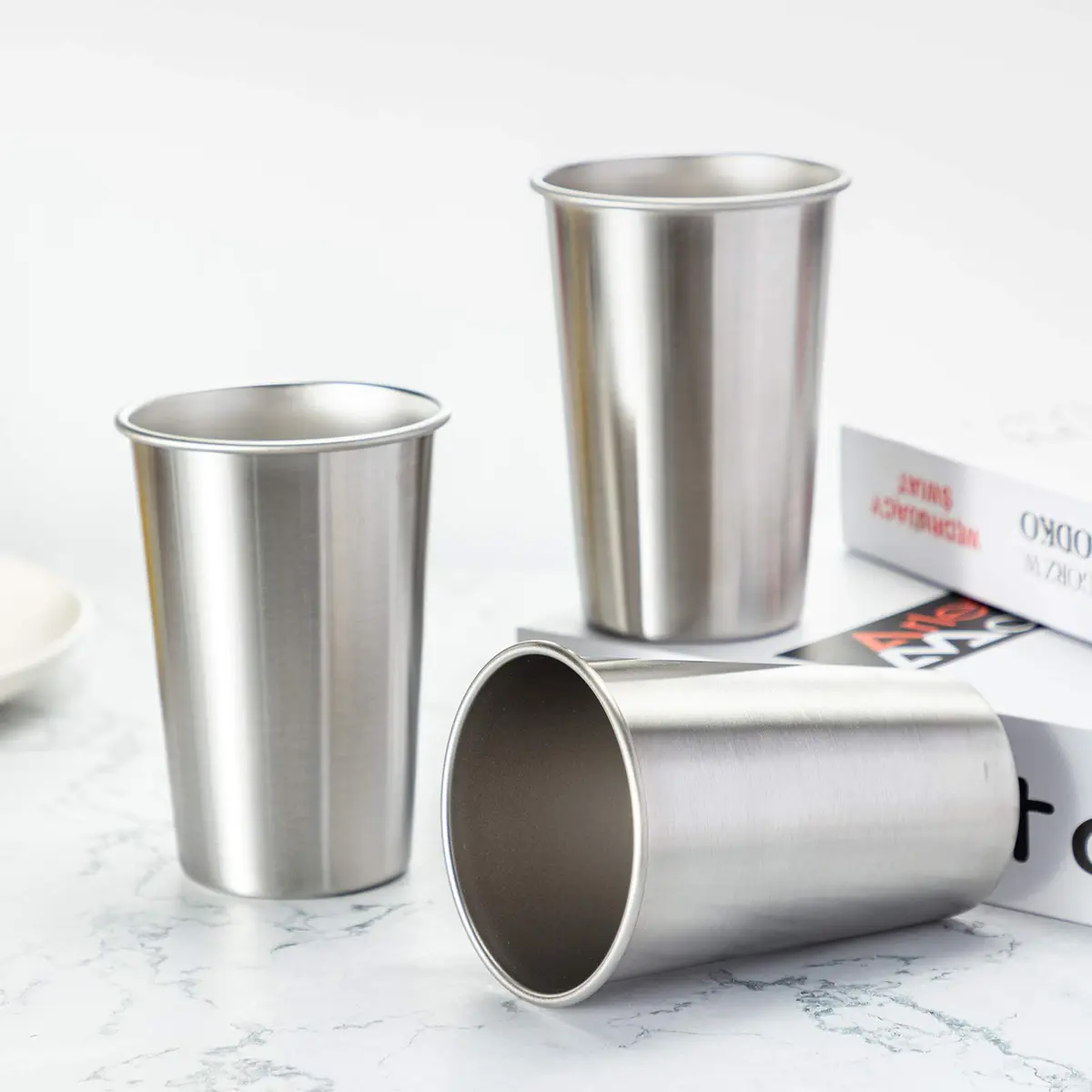 MEWAY Stainless Steel Cups 16oz | Stackable Durable Metal Cups for Travel & Camping - view 6