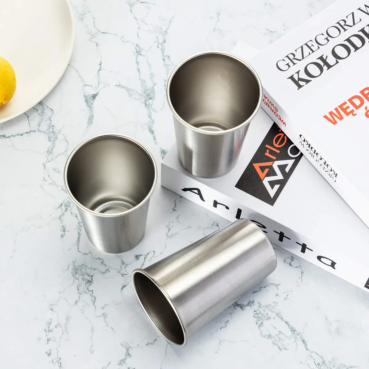 MEWAY Stainless Steel Cups 16oz | Stackable Durable Metal Cups for Travel & Camping - view 7