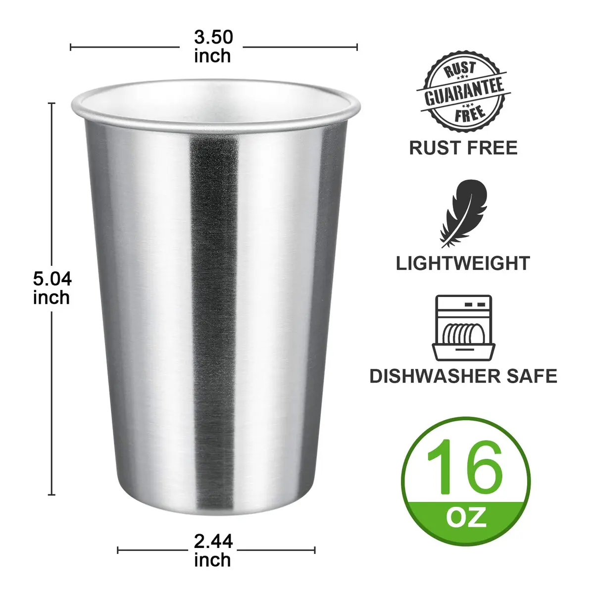 MEWAY Stainless Steel Cups 16oz | Stackable Durable Metal Cups for Travel & Camping - view 2