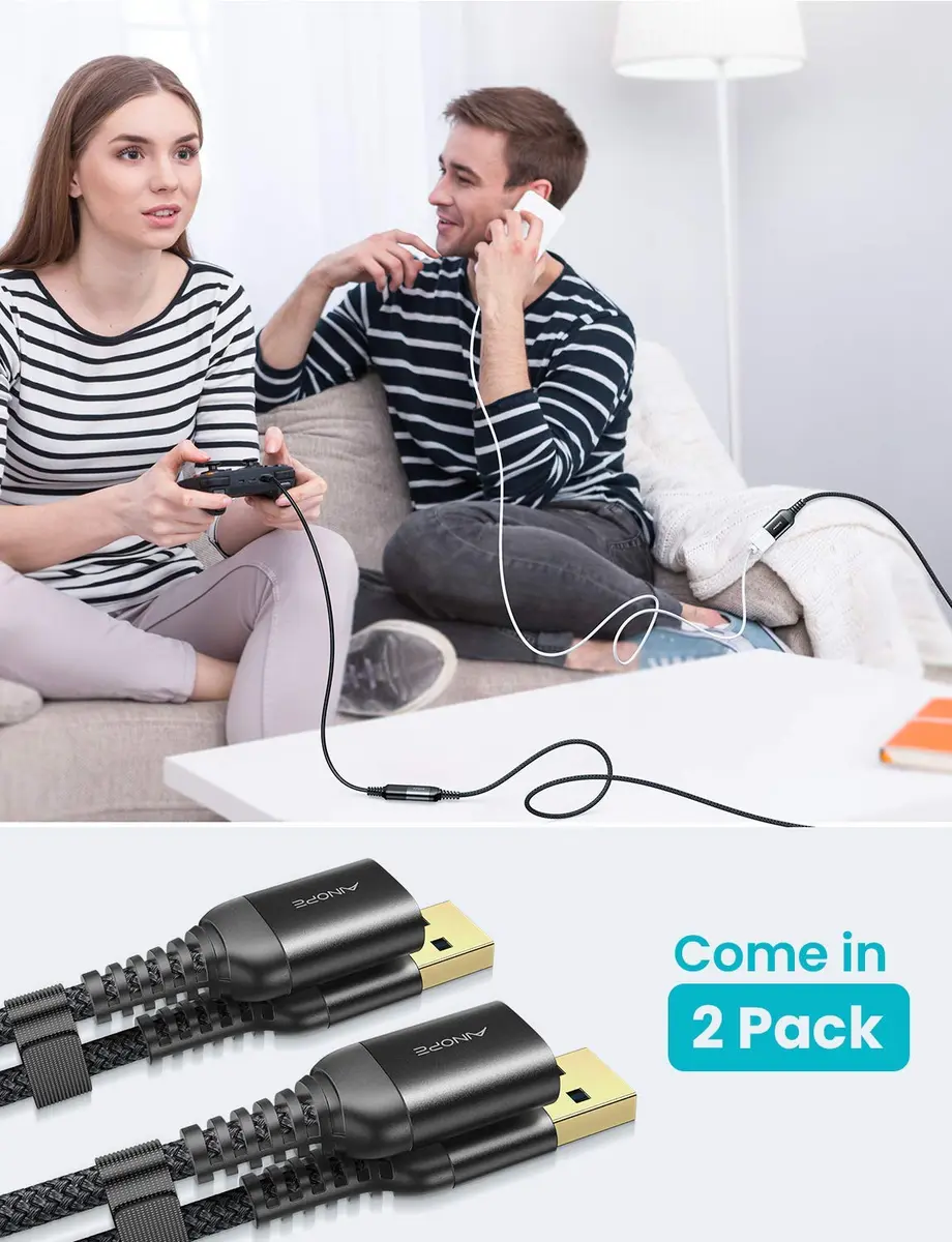 AINOPE 2 Pack USB 3.0 Extension Cable 1m (3.3ft+3.3ft) Black | High-Speed Data Transfer & Fast Charging - view 7