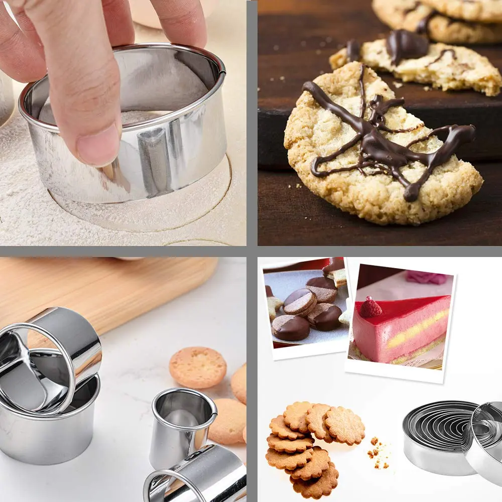 RIHAI Stainless Steel Round Cookie Cutter Set, 12 Pieces | Durable, Rust-Resistant Baking Tools - view 5