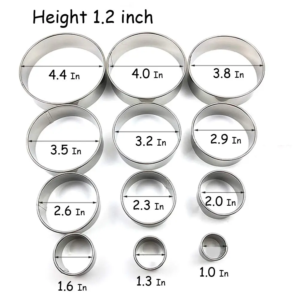 RIHAI Stainless Steel Round Cookie Cutter Set, 12 Pieces | Durable, Rust-Resistant Baking Tools - view 2