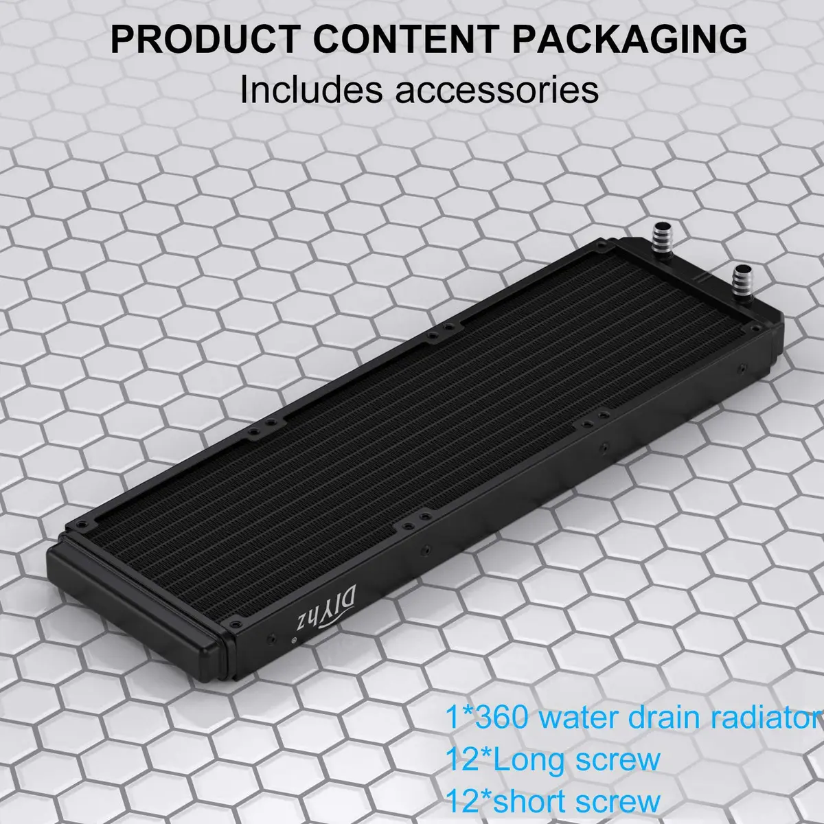 DIYhz 360mm Aluminum Water Cooling Radiator (39.5cm x 12cm x 3cm) | 12-Pipe Heat Exchanger for CPU PC Laser Water Cool System - view 3