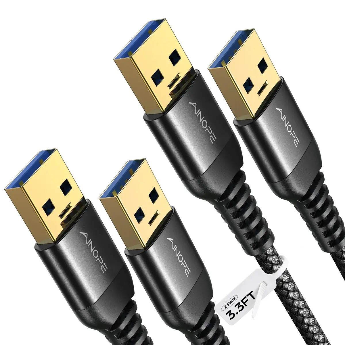 AINOPE USB to USB Cable 3.3FT | Double End Type A Cord for Data Transfer, Never Rupture, Compatible with External Hard Drives & Devices - main product image