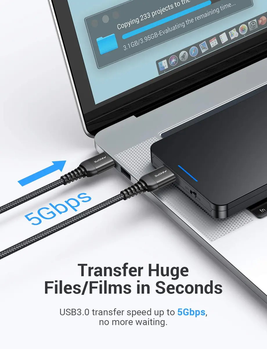 AINOPE USB to USB Cable 3.3FT | Double End Type A Cord for Data Transfer, Never Rupture, Compatible with External Hard Drives & Devices - view 4