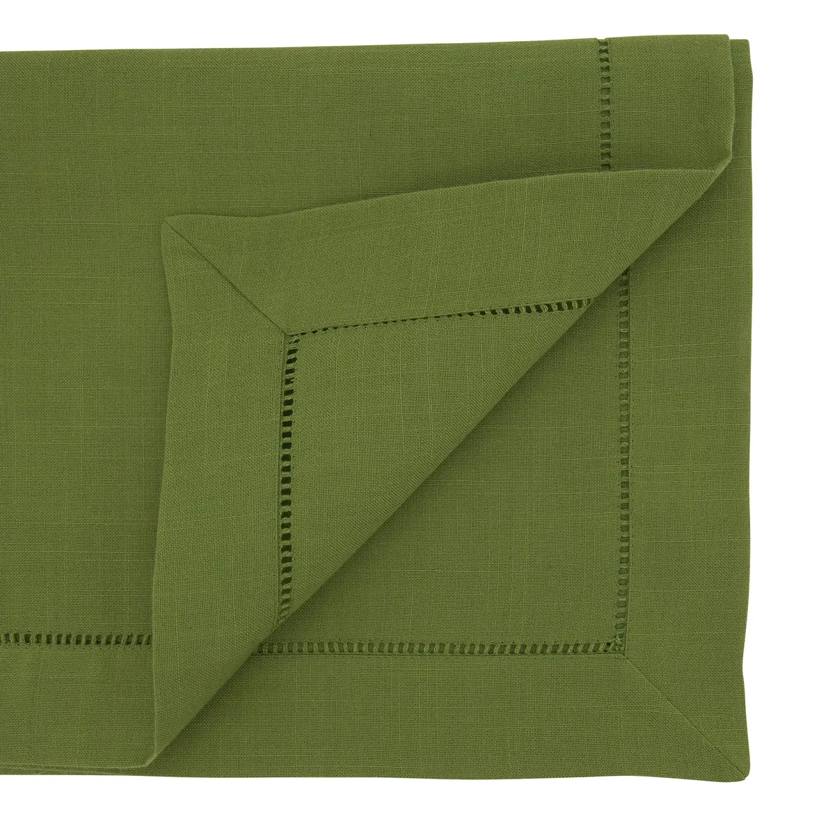 SARO LIFESTYLE Classic Hemstitch Table Runner 183 cm (72 in) Kiwi | Elegant Everyday Table Runner with Textured Fabric - view 2