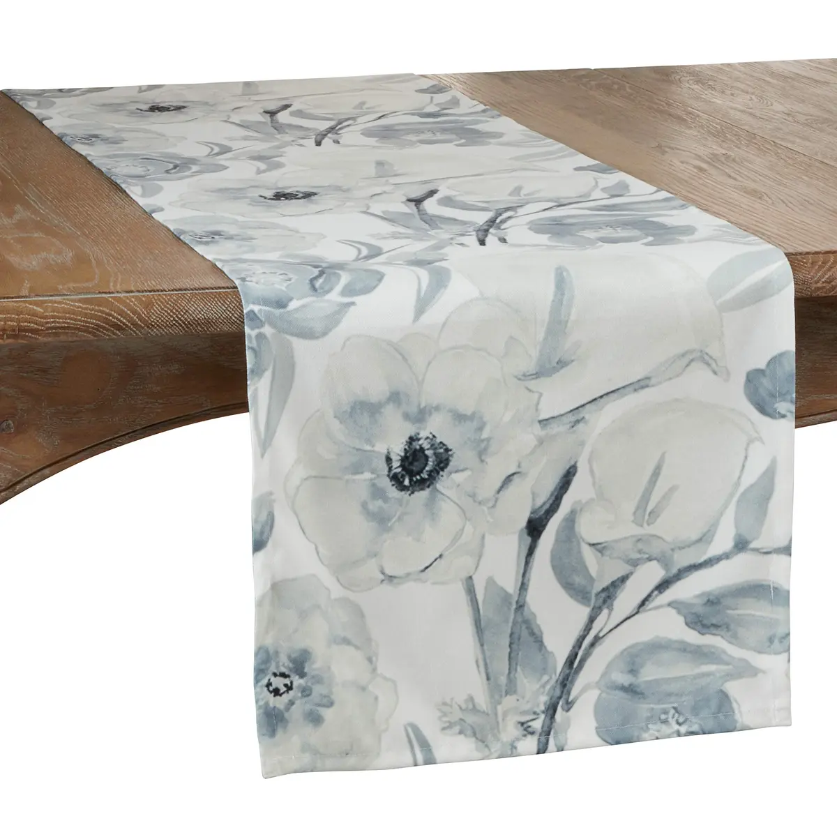 SARO LIFESTYLE Watercolor Large Floral Table Runner 16" x 72" | Elegant Floral Design - main product image