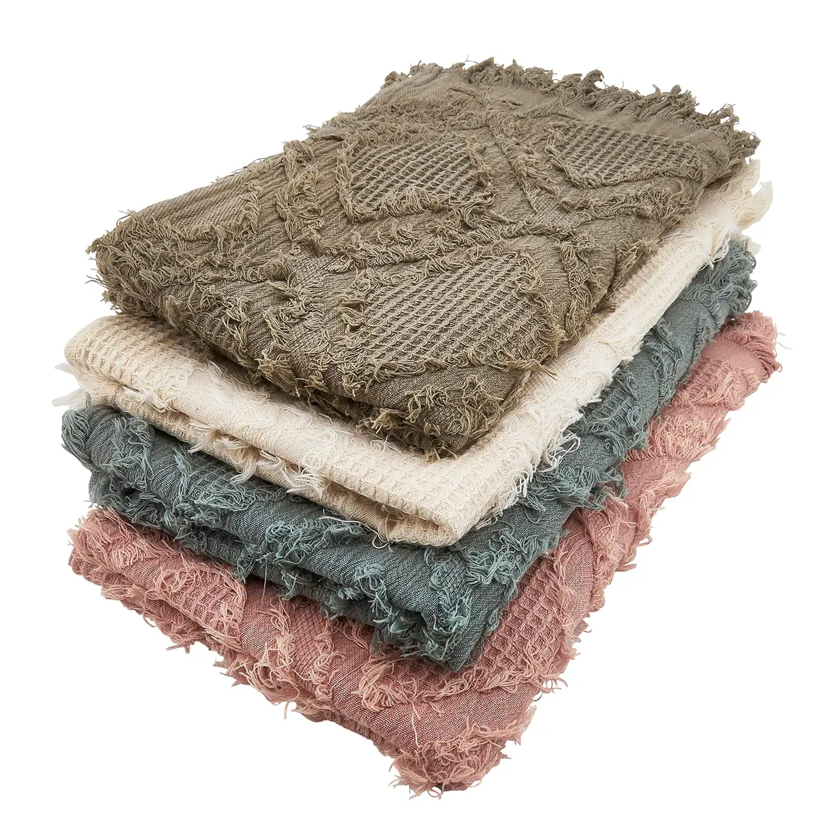 SARO LIFESTYLE Ivoryline Collection Fringe Waffle Weave Table Runner 16" x 72" | Elegant Cotton Decor - view 3