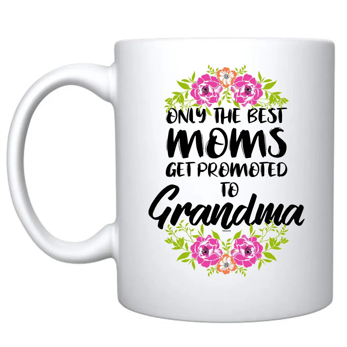 Veracco 'Only The Best Moms Get Promoted to Grandma' Ceramic Coffee Mug 325ml (11oz) | Surprise Pregnancy Announcement Gift - main product image