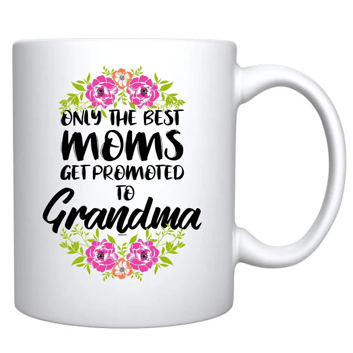 Veracco 'Only The Best Moms Get Promoted to Grandma' Ceramic Coffee Mug 325ml (11oz) | Surprise Pregnancy Announcement Gift - view 2