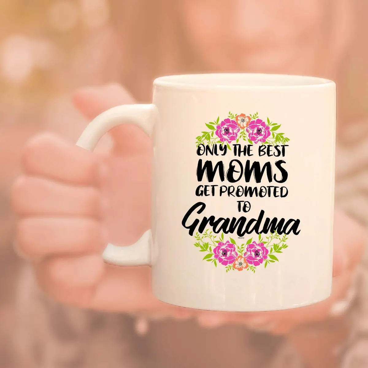Veracco 'Only The Best Moms Get Promoted to Grandma' Ceramic Coffee Mug 325ml (11oz) | Surprise Pregnancy Announcement Gift - view 4