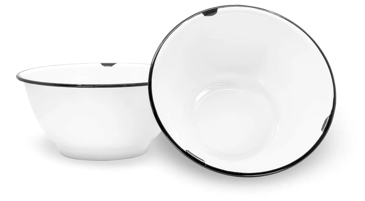 Red Co. Set of 2 Enamelware Metal Large Classic 4 qt Round Salad Serving Bowls | Vintage Style, Oven & Dishwasher Safe - main product image