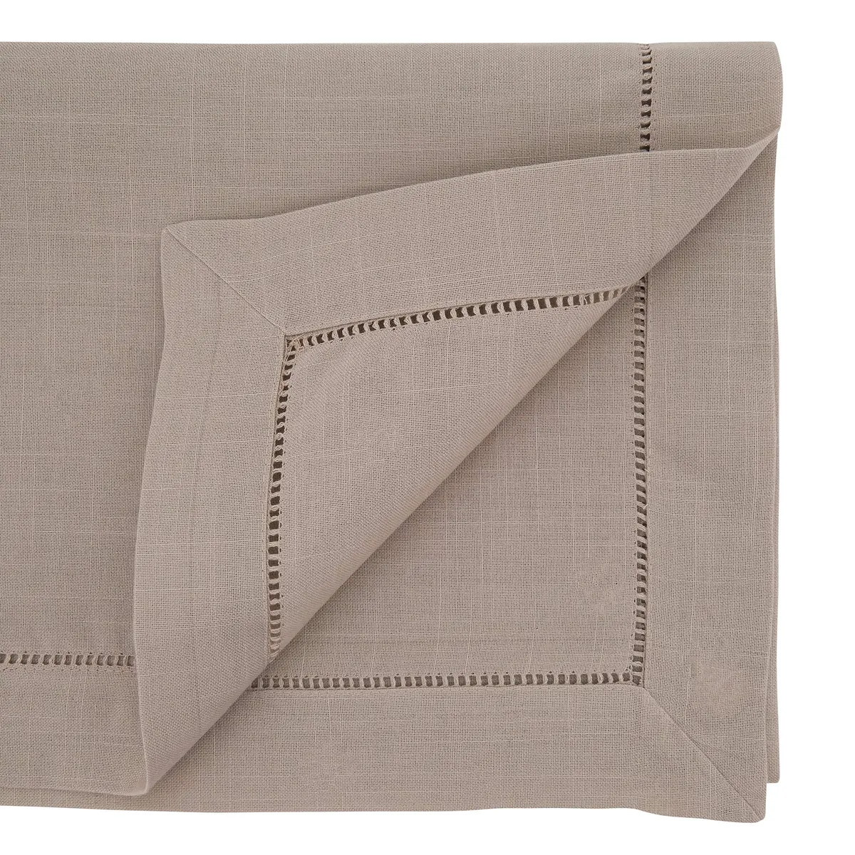 SARO LIFESTYLE Classic Hemstitch Table Runner 183 cm (72") | Elegant Taupe Runner for Dining Tables - view 2