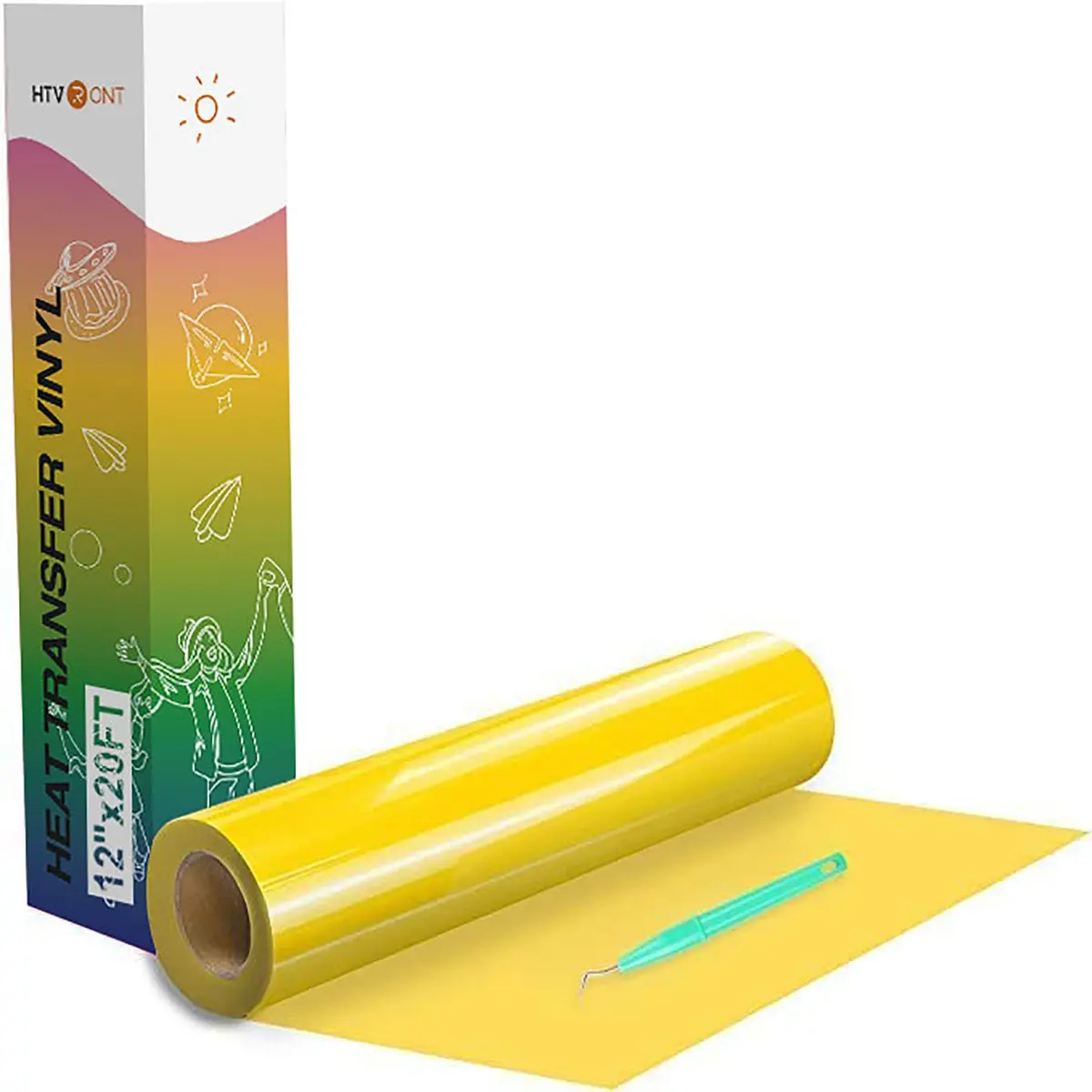 HTVRONT Yellow Heat Transfer Vinyl Roll 5.5m (12" x 20ft) | Easy Cut & Weed for T-Shirts, Bags, Hats - main product image