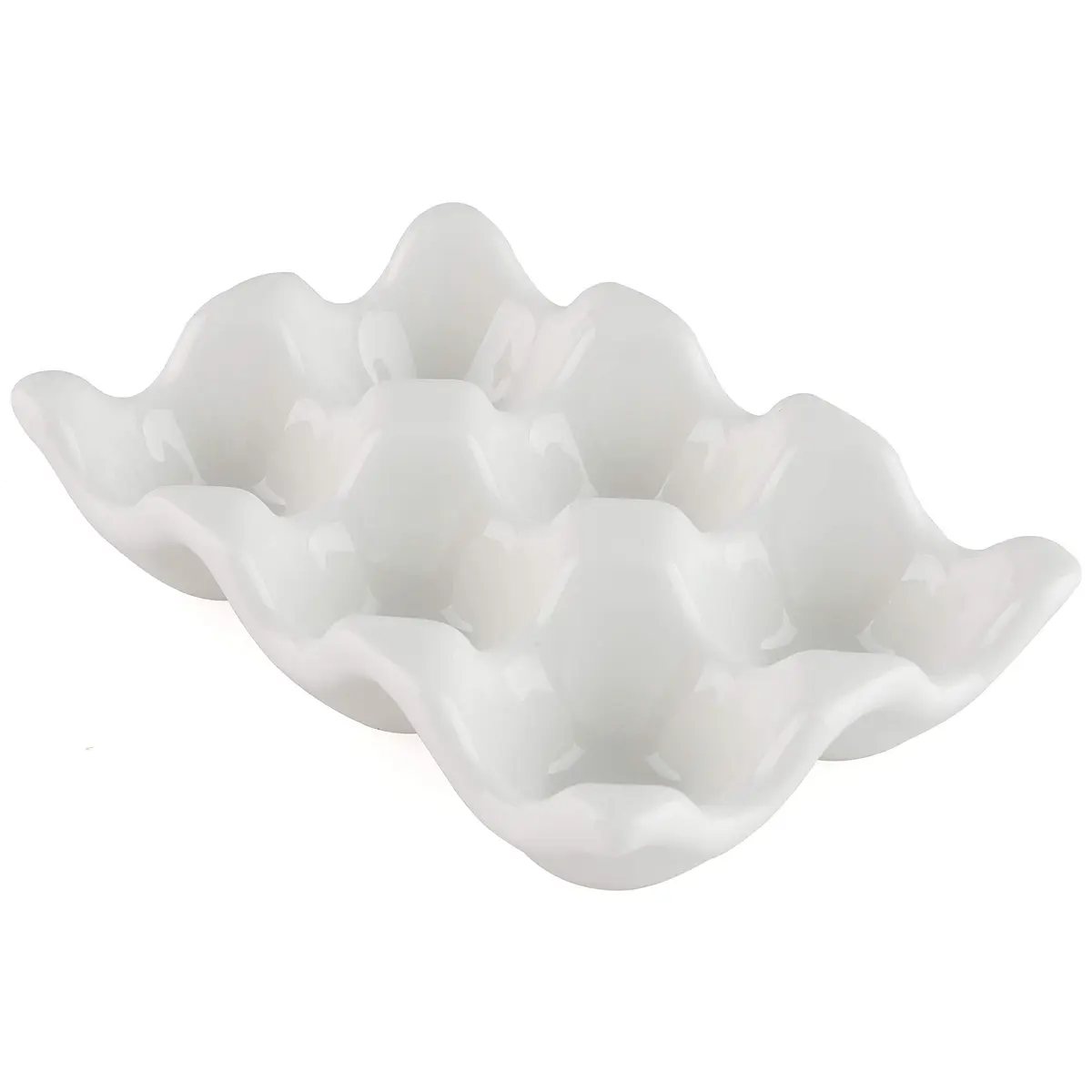 forkmannie Ceramic Egg Holder 6 Cups | Modern Kitchen Storage & Egg Organizer - main product image