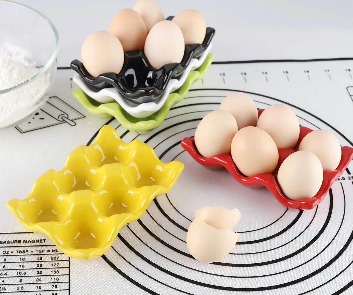 forkmannie Ceramic Egg Holder 6 Cups | Modern Kitchen Storage & Egg Organizer - view 6