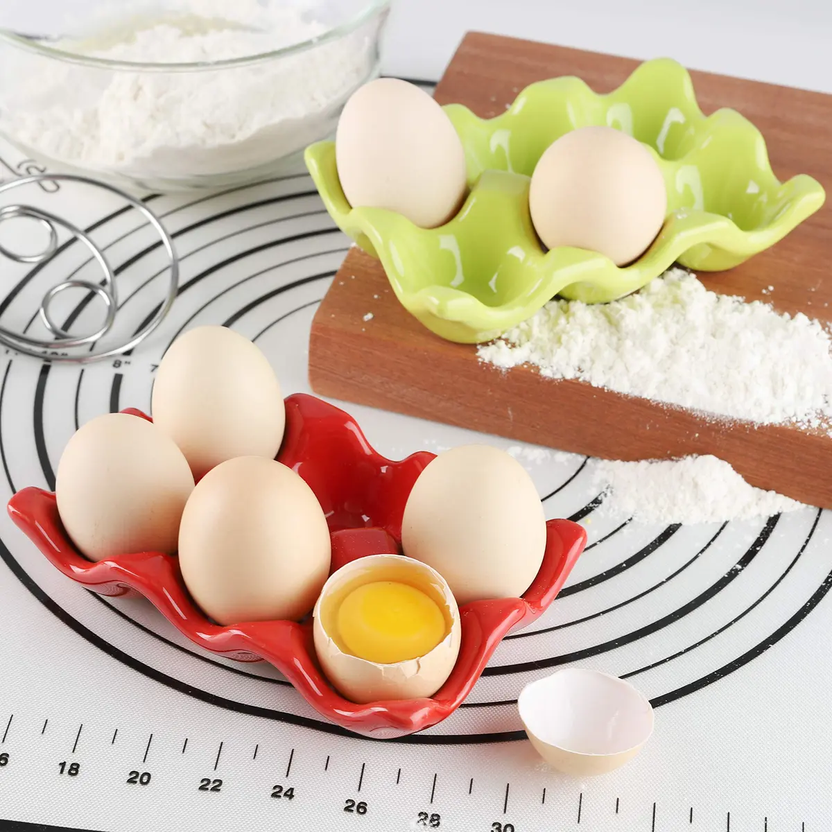 forkmannie Ceramic Egg Holder 6 Cups | Modern Kitchen Storage & Egg Organizer - view 7