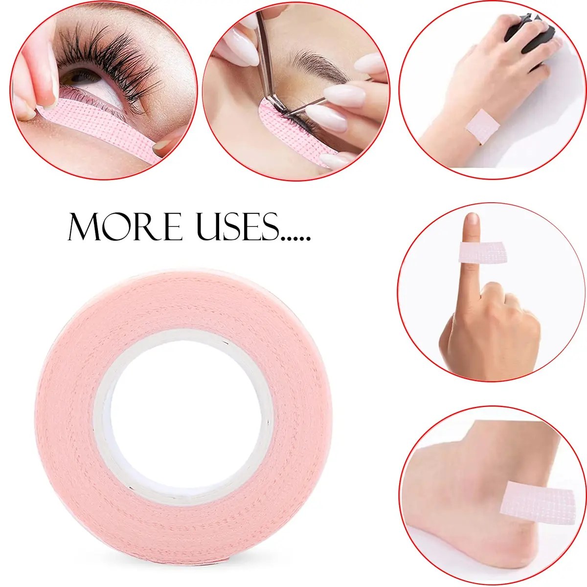 JASSINS Pink Adhesive Tape 9m | Breathable & Skin-Friendly Eyelash Extension Tape - view 3