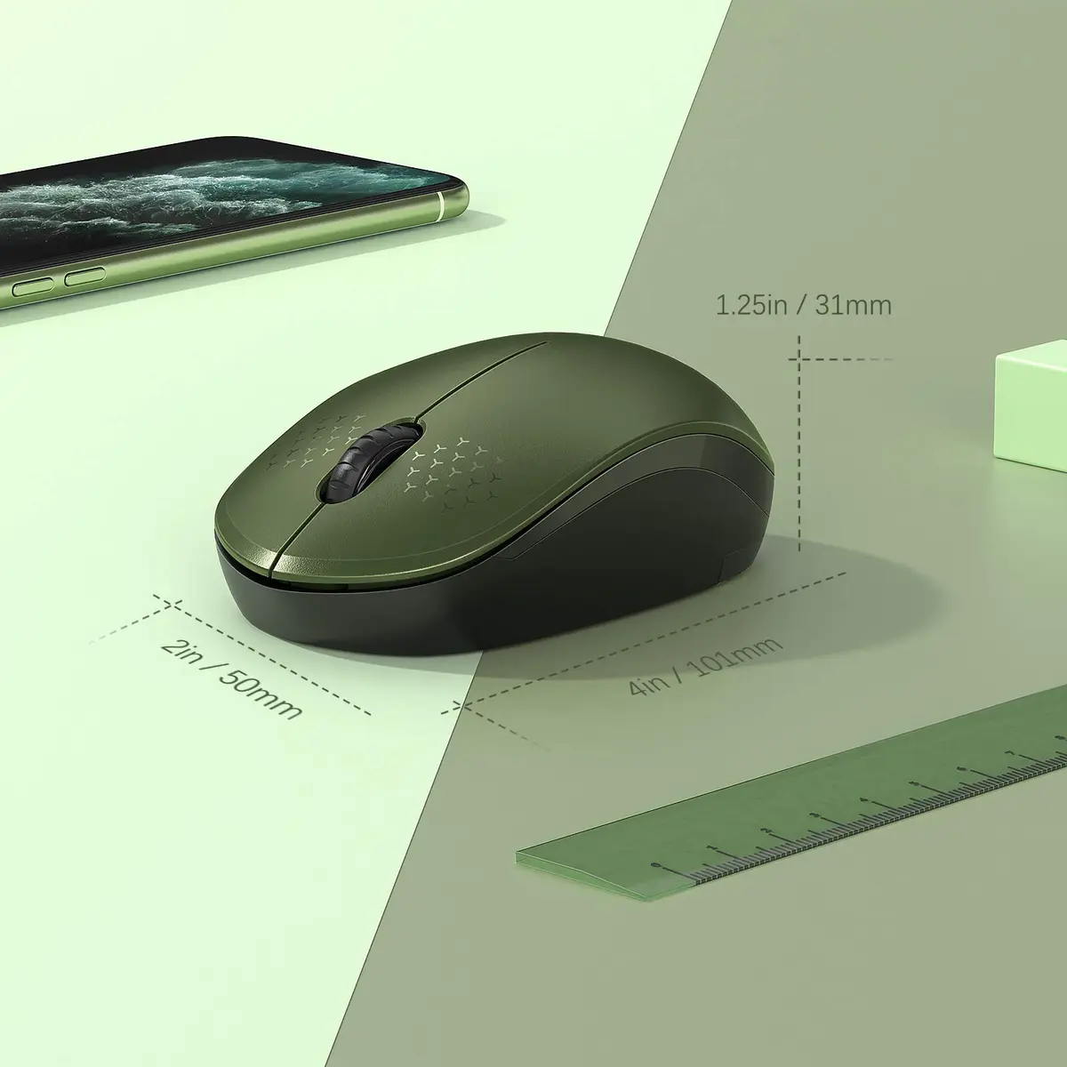 seenda Wireless Mouse for Laptop 2.4G Noiseless Green & Black | Compact, Quiet, 24-Month Battery - view 6
