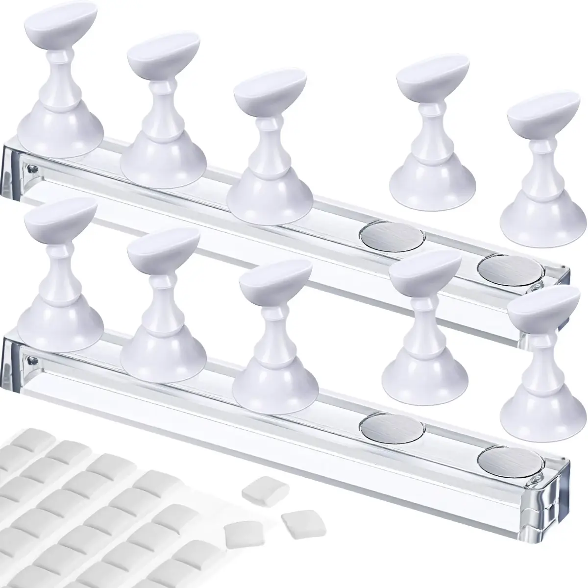 Blulu Magnetic Nail Art Practice Stand Set with Adhesive Putty | 2 Stands + 96 Putty Pieces - main product image