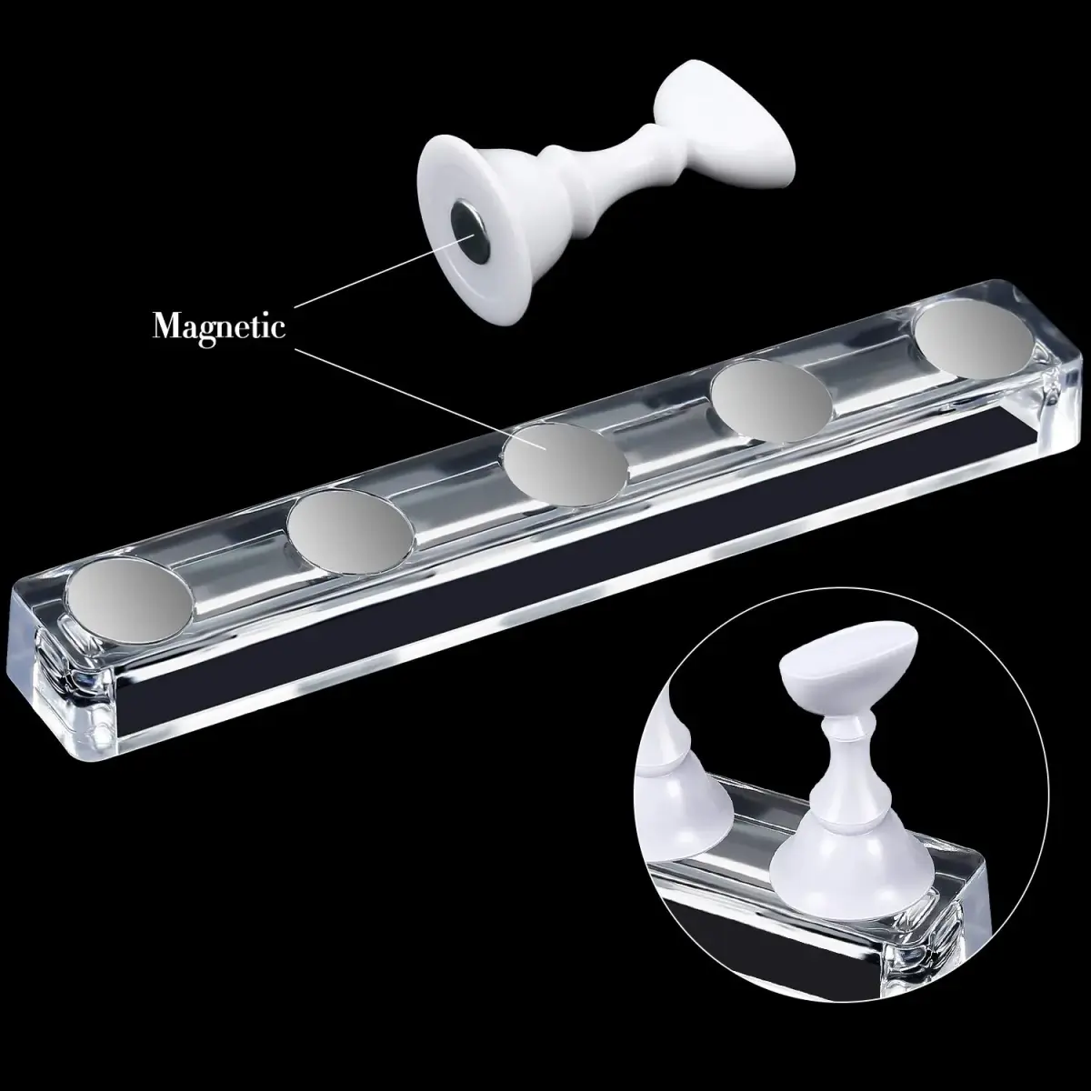 Blulu Magnetic Nail Art Practice Stand Set with Adhesive Putty | 2 Stands + 96 Putty Pieces - view 2