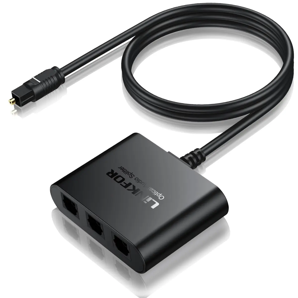 LiNKFOR 1x3 Optical Audio Splitter 40m Transmission | Digital Toslink Splitter for PS3, HDTV, STB, Amplifiers - main product image