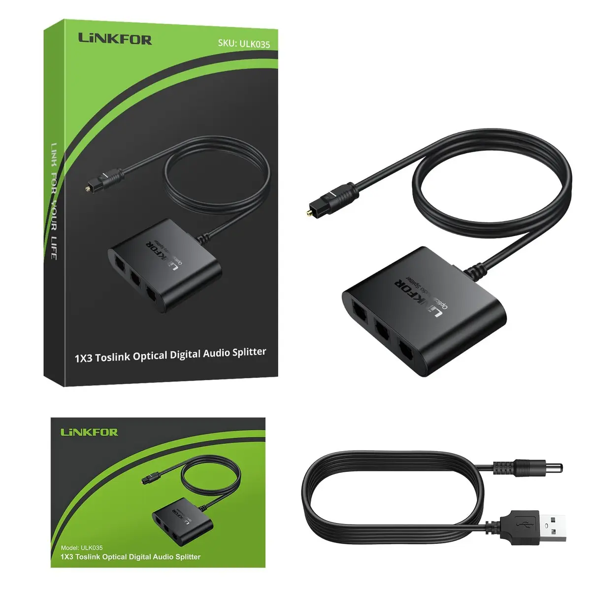 LiNKFOR 1x3 Optical Audio Splitter 40m Transmission | Digital Toslink Splitter for PS3, HDTV, STB, Amplifiers - view 7